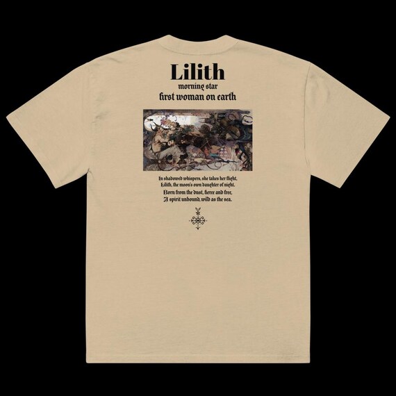 Lilith Art Oversized T-Shirt: Empowering Poetry, Faded Cotton