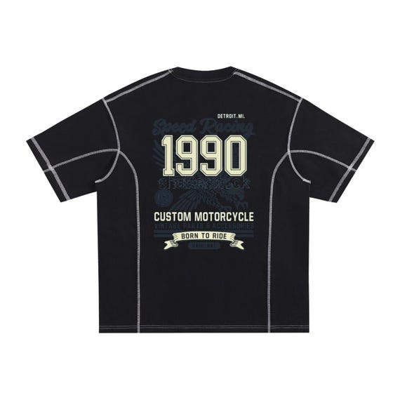 Contrast-Stitched Cotton T-Shirt: Bron To Ride 1990s Speedracing