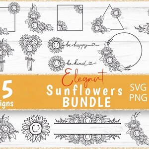 Sunflowers Bundle svg, floral svg collection, Sunflower svg, Botanical SVG decor sunflower Clipart, Sunflower, SVG File for Cricut
