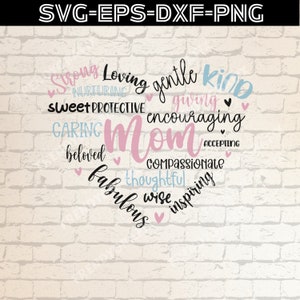Mamma cuore Cloudword SVG, maglione Matilda, maglione per la festa della mamma Cricut Design, citazione mamma PNG - Silhouette Studio Design, File di taglio, eps, dxf