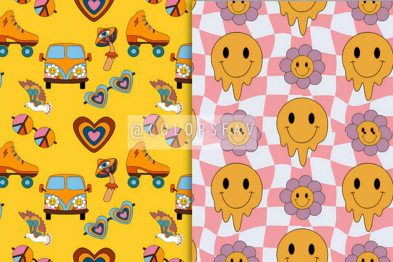 HAPPY SMILEY Seamless Digital Papers | Smiley Seamless Repeat Pattern ...