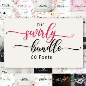 Swirly Fonts Bundle, Font Bundle, Cursive Fonts, Fancy Fonts, Swirly Fonts, Calligraphy Digital Download Font, Wedding Font, Cricut font