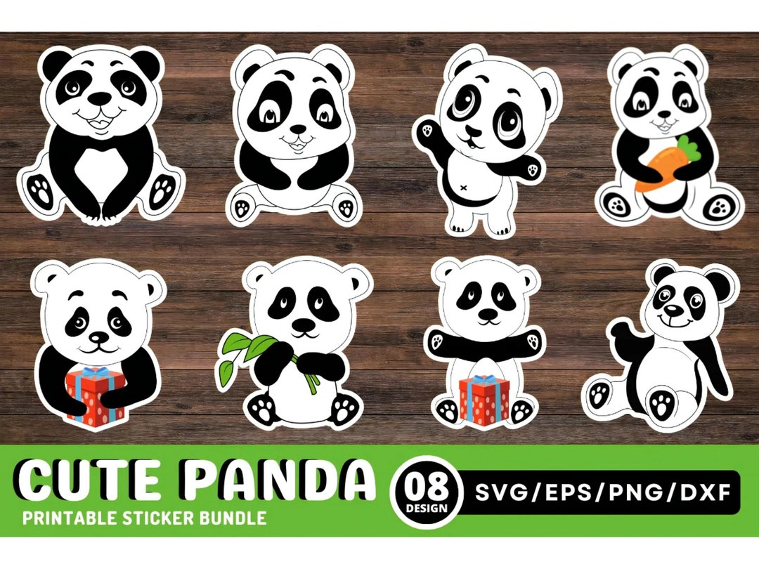 Kawaii Cute Panda Printable Stickers Bundle, Digit Stickers, ' Sticker ...