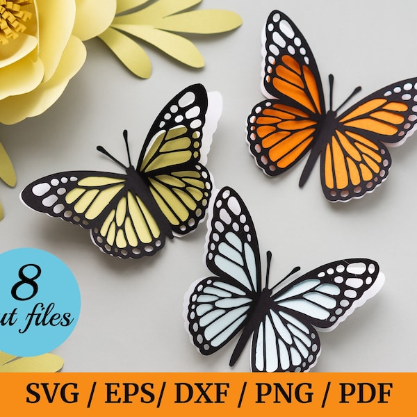 Monarch Butterfly SVG, 3D Layered Butterfly Template, Butterfly SVG, 3D Butterfly svg, Butterfly template svg, for Cricut and silhouette