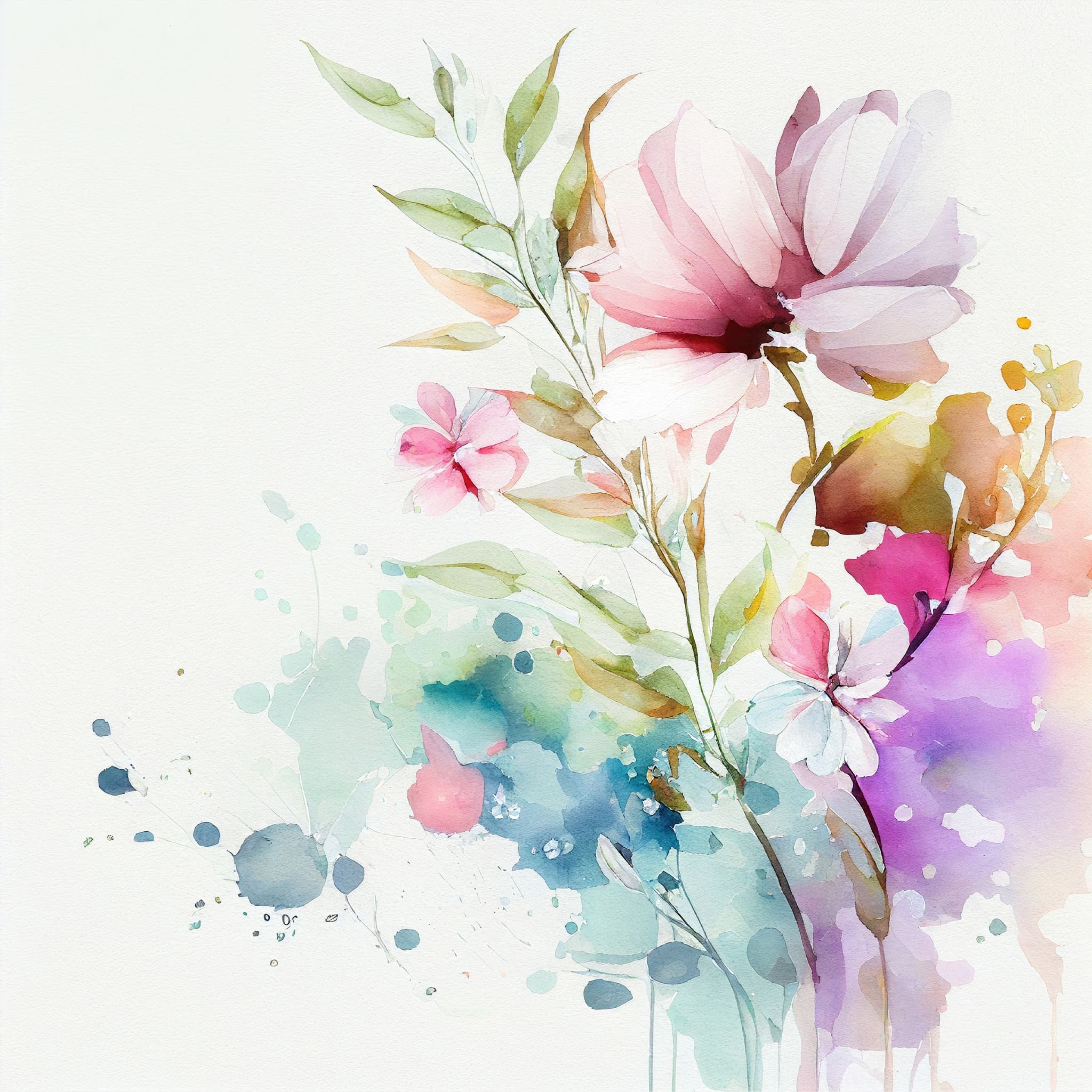 Watercolor Spring Floral Digital Paper Watercolor Flower Backgrounds 12 ...