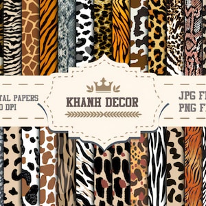 30 Patterns Animal Print Digital Paper | Scrapbook Paper | 300 DPI Animal Print