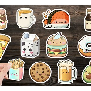 Cute Food Stickers, Food Kawaii Stickers, Digit Stickers, ' sticker sheets, Laptop Sticker, Stickers Set PNG, Digital Download