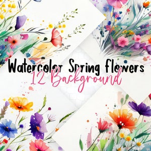 Watercolor Spring Floral Digital Paper | Seamless Patterns Png | Commercial Use | Seamless Pattern for Fabric
