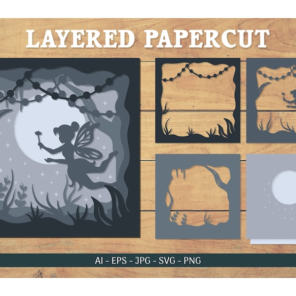Fairy 3D Shadow Box Svg | Paper Cut Template Light Box | Fairy Layered Papercut | 3D SVG Shadow box | Custom Shadow Box | SVG File