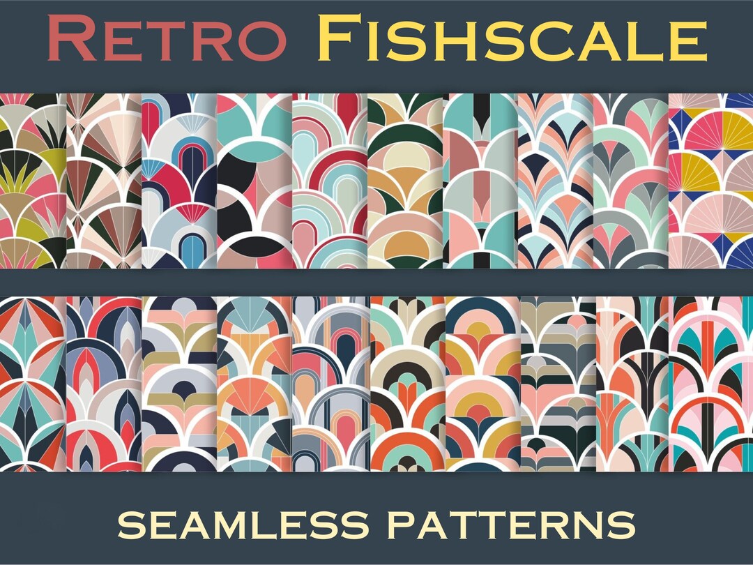 Retro Striped Fish Scale Pattern Retro Fish Scale Seamless Patterns | Retro Fish Scale Seamless Patterns ...