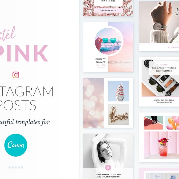 Pastel Pink Instagram Post Templates - Eye-Catching Design Elements