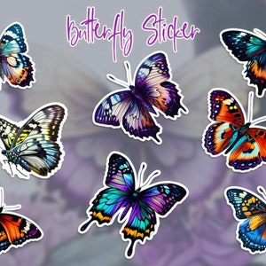 Watercolor Butterfly Stickers, Digit Stickers, ' sticker sheets, Laptop Sticker, Stickers Set PNG, Digital Download
