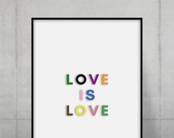 Love is Love LGBTQ+ PRIDE WALL Art | Gay Pride Decor | Gay Pride Art | Rainbow | Be You Art | Gay Art | Rainbow Art | Home Decor | Celebrate