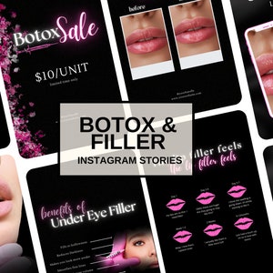 Botox and Filler Instagram, Skincare Instagram templates, Instagram Story, Nurse Injector Templates, Botox Templates, Medspa, Canva Beauty