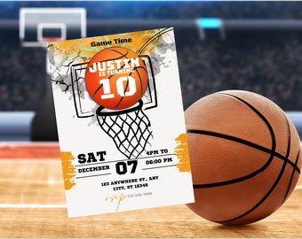Basketball Birthday Invitation Template Printable and Digital, Basketball Party Invitation, EVITE, Kids Party Invitation, Boys Birthday
