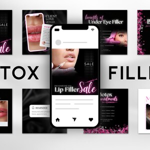 Botox and Filler Instagram, Skincare Instagram templates, Nurse Injector Templates, Botox Templates, Medspa Template, Canva Template Bundle