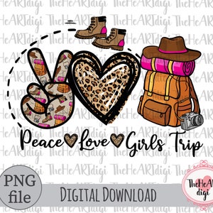 Peace Love Girls Trip PNG、Peace Love Mountain Girls Trip 昇華ダウンロード、Mountain Girls Trip PNG、Summer Mountain Trip PNG