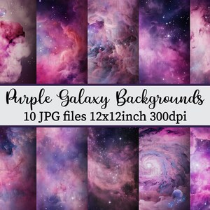 Paarse Galaxy achtergronden, paarse Galaxy digitale papieren, digitale papier Pack, digitale achtergronden bundel, Galaxy Universe papieren, paarse Pack