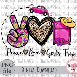 Viaggio tra ragazze Peace Love PNG, Viaggio tra ragazze Peace Love con download di sublimazione per auto, Viaggio tra ragazze PNG, Vacanza tra ragazze PNG, Viaggio estivo PNG, Auto rosa