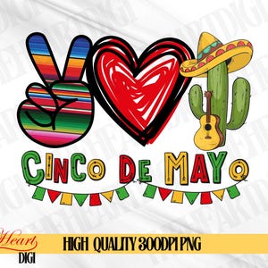 Peace Love Cinco De Mayo png, Cinco De Mayo sublimatie downloaden, Cinco De Mayo digitaal ontwerp, gitaar png, Cinco De Mayo cactus png, cactus