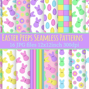 16 Oster Peeps Nahtlose Muster, Ostern Digitale Papiere, Peeps Scrapbook Designs, Niedliche Ostern Muster, Oster Peeps Digitale Papiere