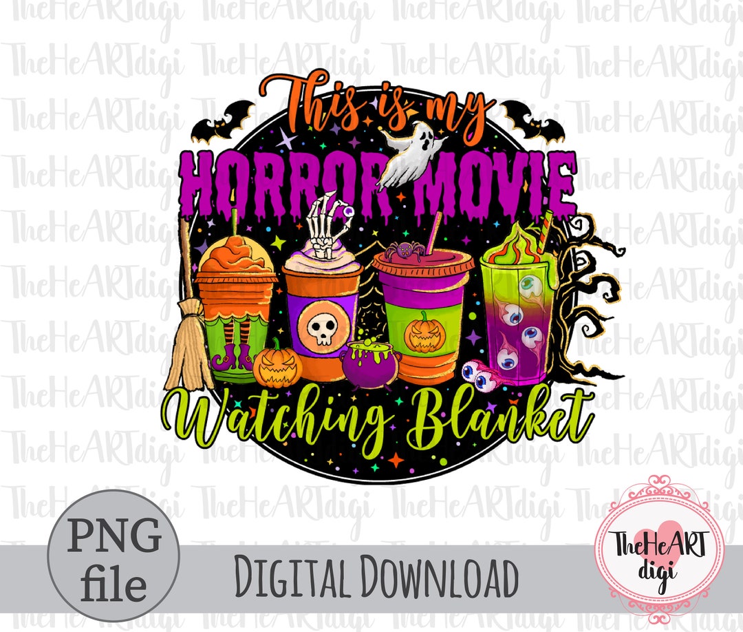 This is My Horror Movie Watching Blanket PNG, Neon Halloween Png, Halloween Watching Blanket Png