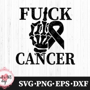 F*ck kanker SVG, kanker bewustzijn SVG, skelet middelvinger SVG, kanker middelvinger SVG, kanker ondersteuning SVG, kanker lint ontwerp, AW002