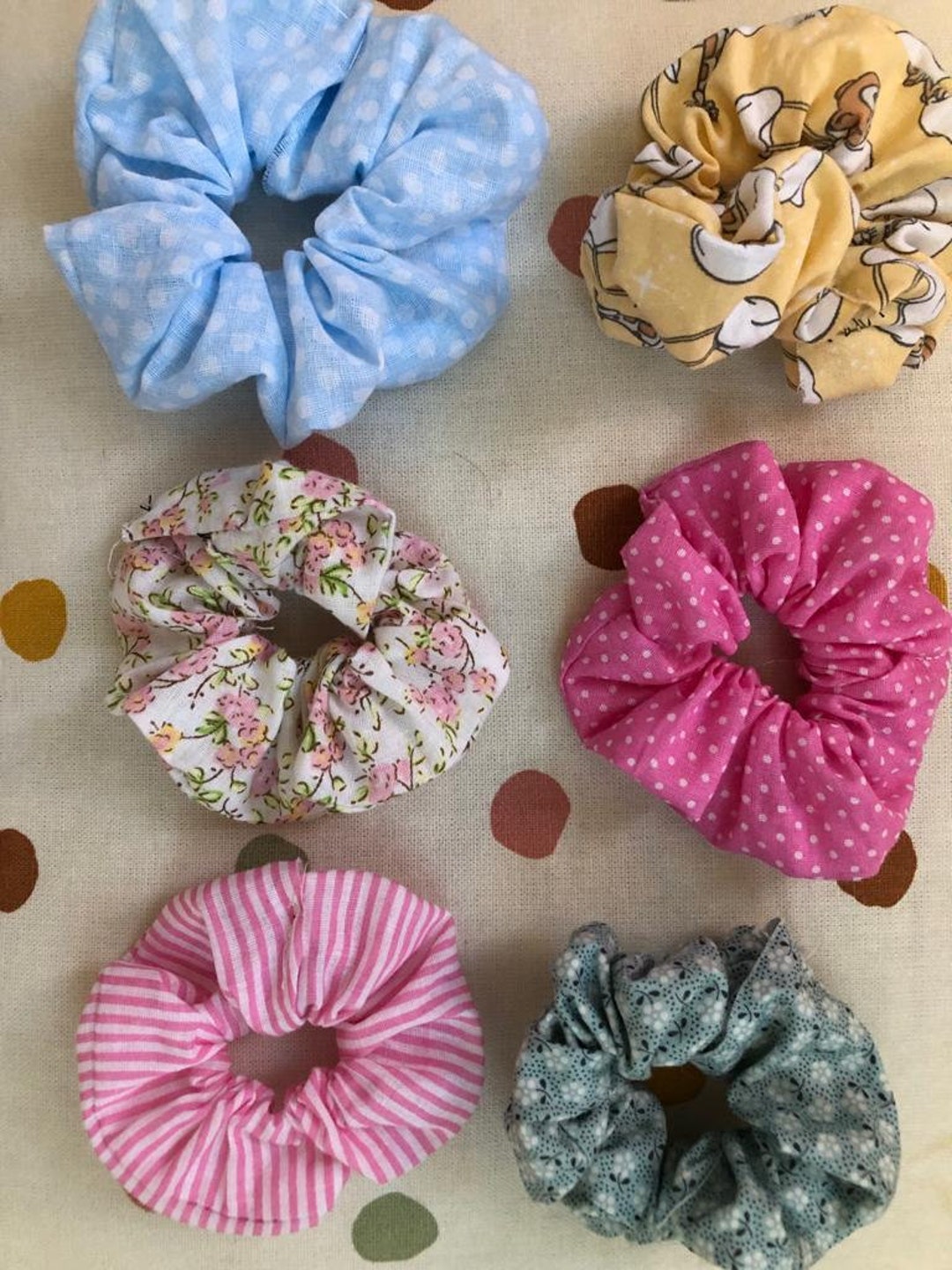 Colourful Hand Made Cotton Scrunchies. Pretty Scrunchies for Women Men