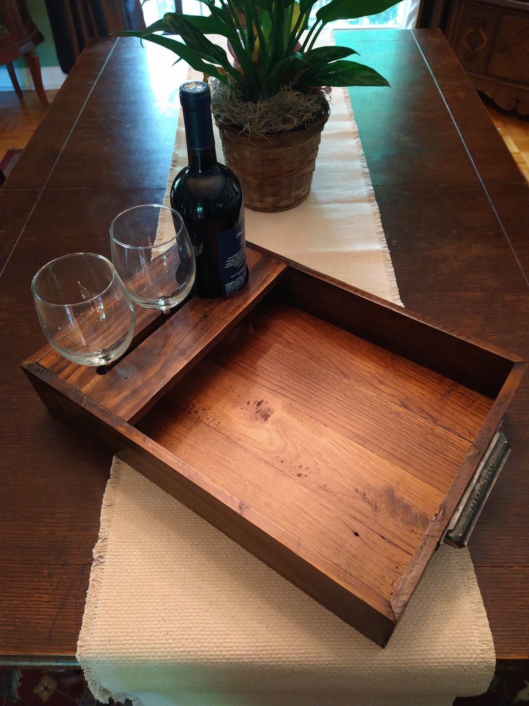 Wine Bottle and Wine Glass Serving Tray / Hosting Tray / Wine Etsy