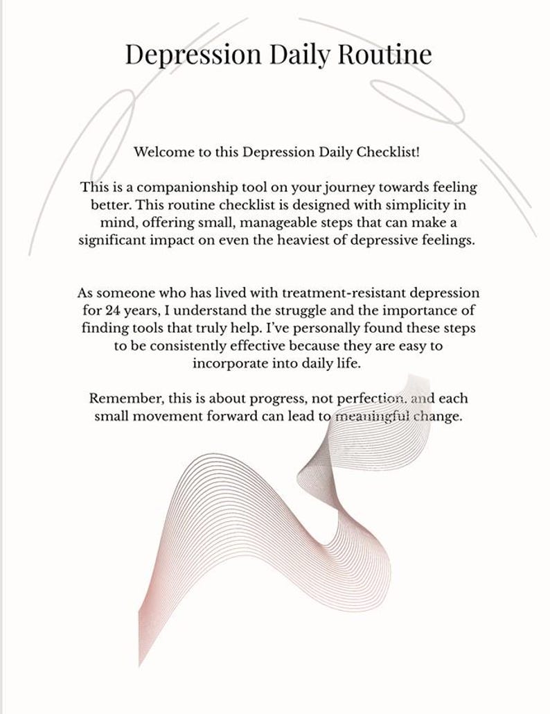 Decroative R Outine Depression Daily Routine Planner Printable | Mental Health Checklist ...