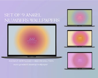 iMac Macbook Desktop Wallpaper Angel Numbers Aesthetic Gradient Background Soft Pastel Colors Wallpaper Gradient Wallpaper Background Theme