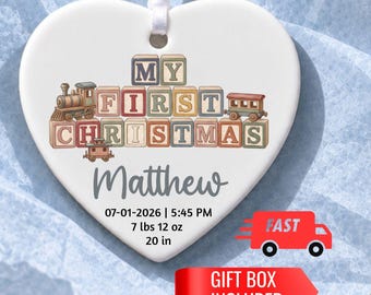 Baby Ornament, Personalized Baby’s First Christmas Ornament, Custom Baby Name Keepsake, Baby 1st Ornament, 2026 Christmas Ornament