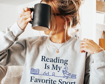 Reading Is My Favorite Sport Sweatshirt, Funny Book Lover Shirt, Bookworm Graphic Shirt, Teacher Reading Shirt, Silly Goose Book Shirt