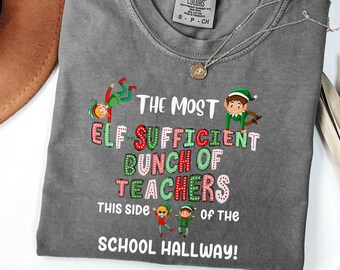 Teacher Funny Christmas Shirt, Jolliest Bunch of Teachers this side of, Teacher Holly Jolly, Teacher Elf Teacher Shirt Gift, Merry Teacher