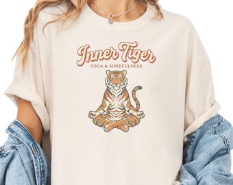 Inner Tiger Yoga Shirt | Yoga and Mindfulness Tee | Funny Tiger Yoga Gift Women