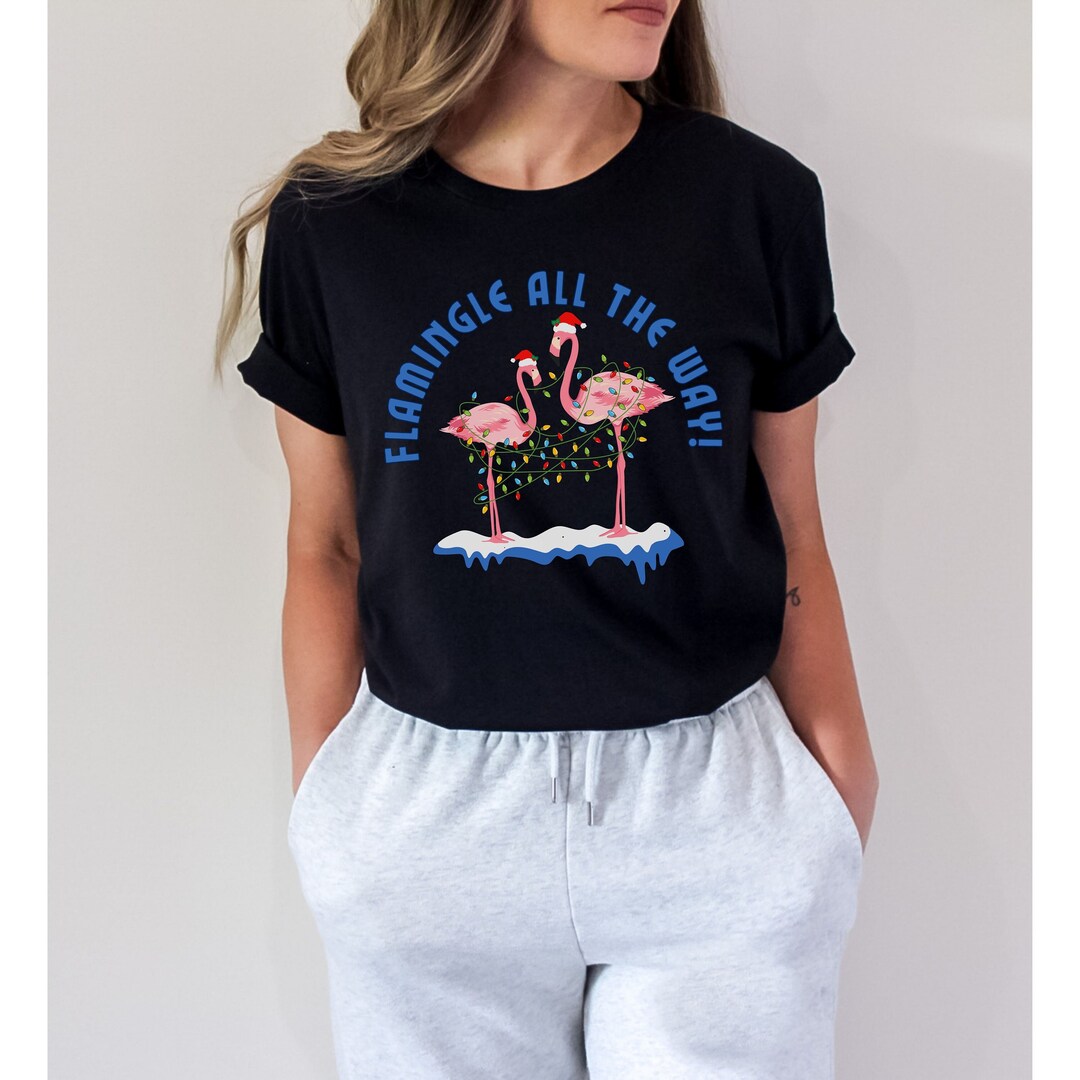 Retro Christmas Flamingos Shirt, Christmas Flamingos, Christmas Womens
