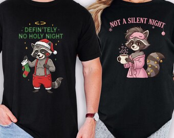 Funny Christmas Night Shirt, Naughty Couple Holiday Tee Set, Definitely No Holy Night, Comfort Colors Adult Humor Shirt, Gag Gift Idea
