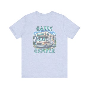 Happy Camper Women's T-Shirt - Soft Casual Camping Tee For Outdoor Lovers (Grey, Plus Size Available)