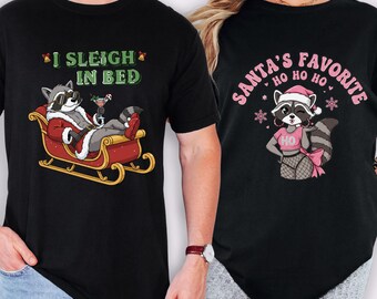 Funny Santa Couple Christmas Shirt, I Sleigh in Bed and Ho Ho Ho Tee, Naughty Holiday Shirt Set, Comfort Colors Adult Humor Gift