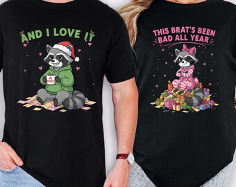 Funny Christmas Couple Sweatshirt Set, Bad All Year and I Love It, Naughty Holiday Pullover, Cozy Matching Gift for Adults