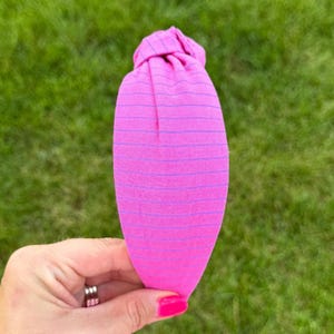 Pink & Purple Micro Stripe Topknot Headband,  Handmade, Comfortable, Women and Girls (Age 5+)