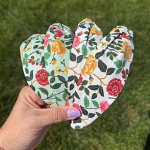 Rifle Paper Company English Rose | Cream & Mint | Handmade Topknot Headband | Comfortable Headbands | One size Fits Most | Women and Girls