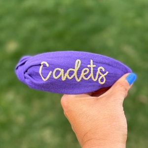 CBC Cadets Embroidered Headband: Purple & Gold Topknot