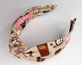Coffee Lovers Topknot Headband for Women, Coffee theme gifts, topknot headband for women, stocking stuffers for women