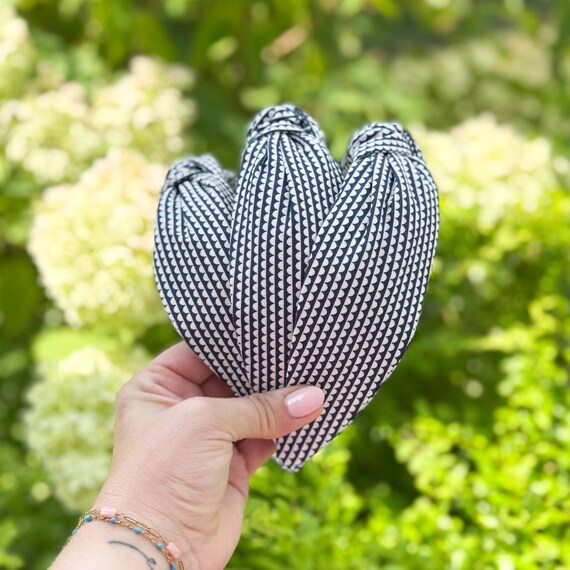 Navy Blue Topknot Headband: Handmade Flexible Fit for Women  display picture 1
