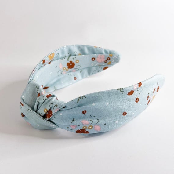 Light Blue Floral Topknot Headband - Comfortable Women display picture 1