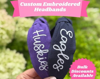 Custom Embroidered Topknot Headband: School Spirit Headwear