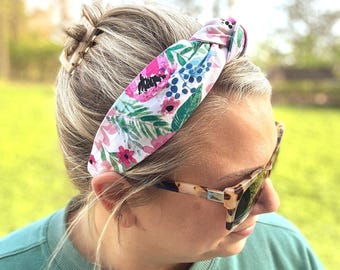 131. The Hot Pink Flower Terry Headband High Knot The Hot Pink Flower Terry Brooke Shade Designer High Topknot  main image 2