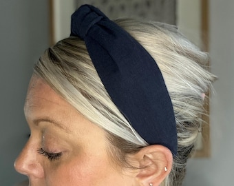 Navy Blue Topknot Headband | Comfortable Headband