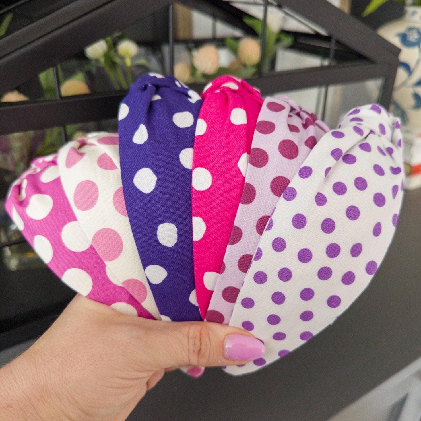 Purple and Pink Polka Dot Headbands | 6 Color Options | Comfortable - Etsy